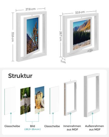 6. Bild von SONGMICS 10er Set drehbare Bilderrahmen für Fotos in 20,3 x 25,4 cm (8 x 10 Zoll)