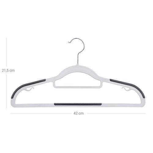 50 Kunststoff Kleiderbügel Anti-Rutsch Schwarz Weiß Anzugbügel Wäschebügel Bügel 