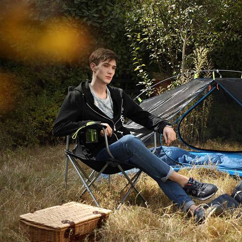 SONGMICS Campingstuhl mit Flaschenhalter 2er-Set bis 150 kg belastbar klappbar Klappstuhl mit robustem Gestell komfortabel Outdoor Stuhl