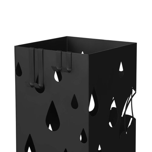 SONGMICS Schirmständer Metall Regenschirmständer mit Wasserauffangschale Haken 15,5 x 15,5 x 49 cm schwarz LUC48B