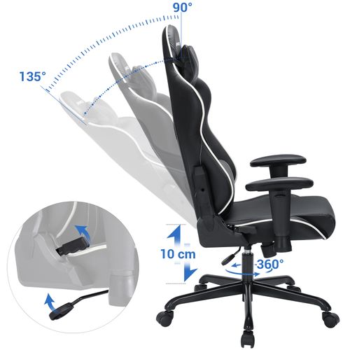 Gamingstuhl Bürostuhl hohe Rückenlehne Computerstuhl Racing Chair RCG47BK 