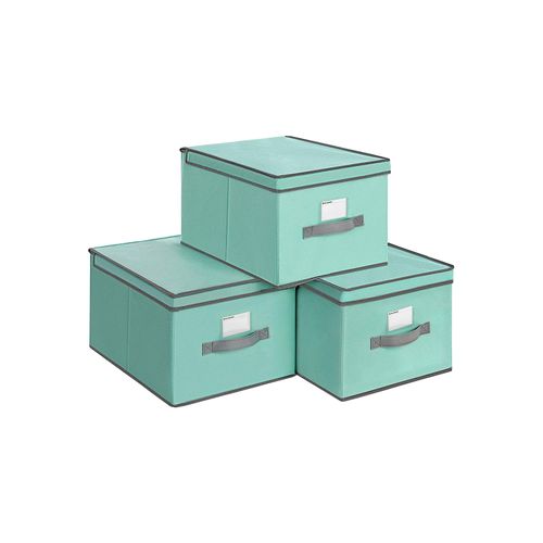 grau RFB013G01 40 x 30 x 25 cm mit Griffen 3er Set Stoffboxen ohne Deckel SONGMICS Aufbewahrungsboxen Leinenoptik