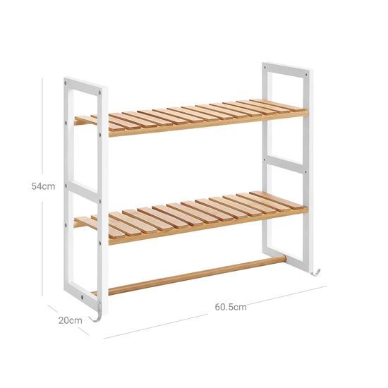 SONGMICS Badregal aus Bambus, mit Handtuchhalter, verstellbares