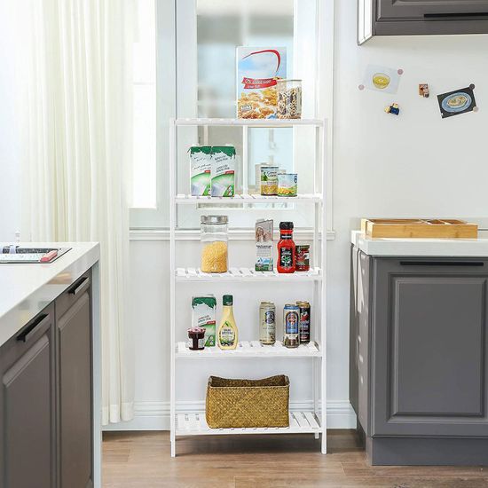 SONGMICS Badezimmerregal mit 5 Ebenen, aus Bambus, Küchenregal, 9