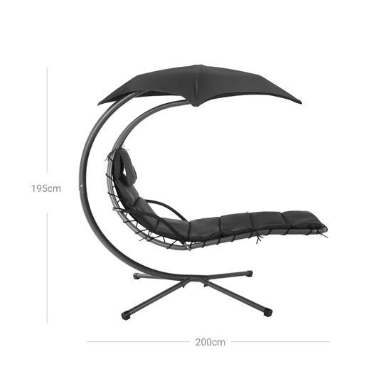 SONGMICS Schwebeliege, Hängeliege mit Gestell und Sonnenschirm