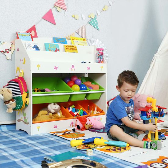 SONGMICS Aufbewahrungsschrank für Kinder, 3-stöckiges Bücherregal und 6
