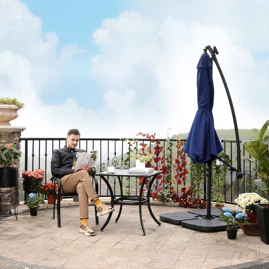 SONGMICS Sonnenschirm mit LED-Solar-Beleuchtung, Ampelschirm