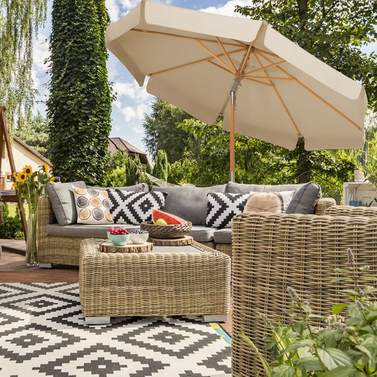 SONGMICS Sonnenschirm 300 cm, achteckiger Gartenschirm, Sonnenschutz