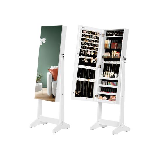 SONGMICS Schmuckschrank, Spiegelschrank stehend, mit 2 separaten Make