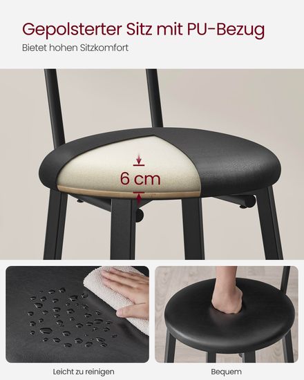 VASAGLE Barhocker, 2er Set, Barstühle, 39 x 39 x 100 cm, mit Fußstütze