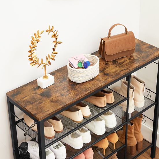 VASAGLE Schuhregal, für 14 Paar Schuhe, für Hausschuhe, High Heels