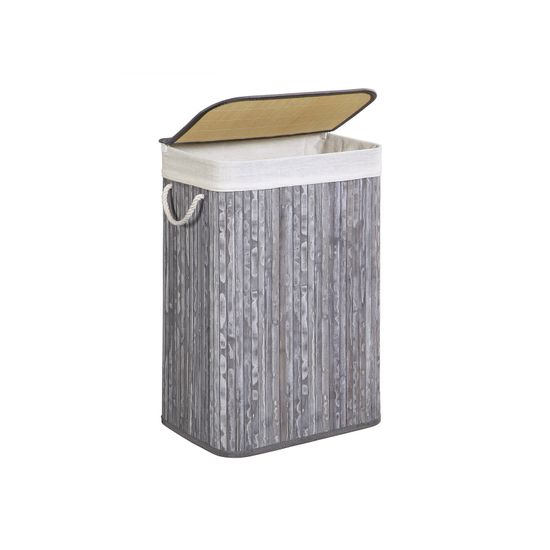 SONGMICS Wäschekorb 72 L, Wäschesammler aus Bambus, Wäschetruhe mit