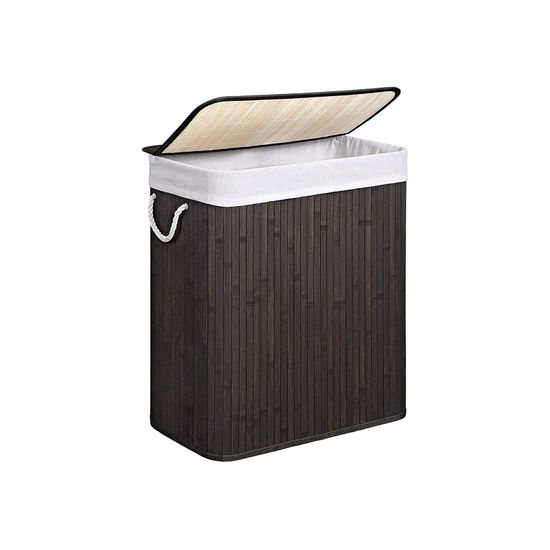 SONGMICS Wäschekorb 100 L, Wäschesammler aus Bambus, Wäschetruhe mit