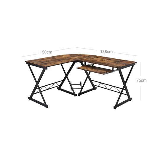 VASAGLE Schreibtisch, großer Computertisch, L-förmiger Eckschreibtisch