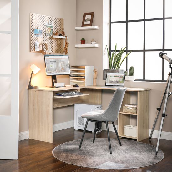 VASAGLE Computertisch in L-Form, Schreibtisch, Eckschreibtisch mit 2