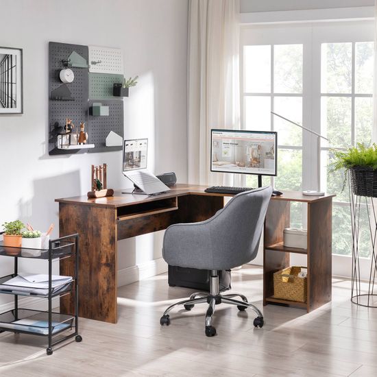 VASAGLE Computertisch in L-Form, Schreibtisch, Eckschreibtisch mit 2