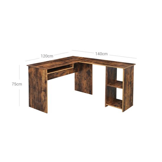 VASAGLE Computertisch in L-Form, Schreibtisch, Eckschreibtisch mit 2