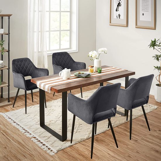 Esszimmerstuhl mit Samtbezug Grau | SONGMICS