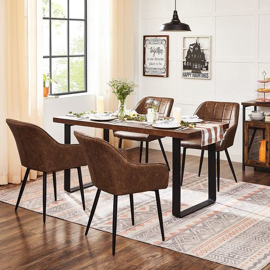 2er Set Esszimmerstühle mit PU-Bezug Dunkelbrau | SONGMICS