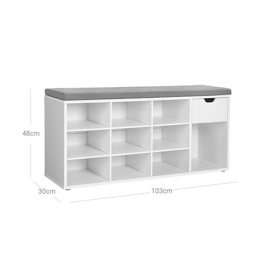 Schuhbank mit offenen Fächern