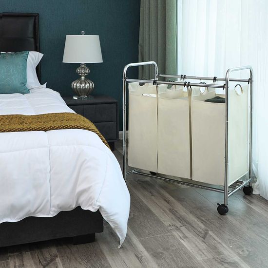 Wäschesortierer 3 Fächer Beige