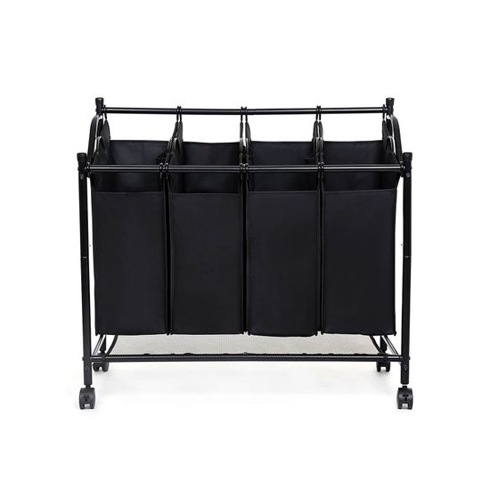 Wäschesortierer 4 Fächer Schwarz