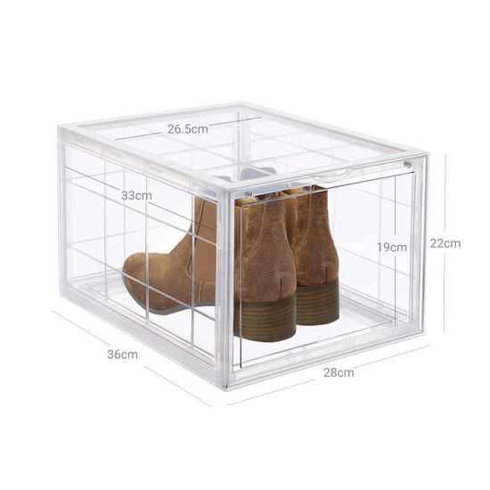 SONGMICS Schuhbox, stapelbarer Schuhorganizer, Kunststoffbox mit