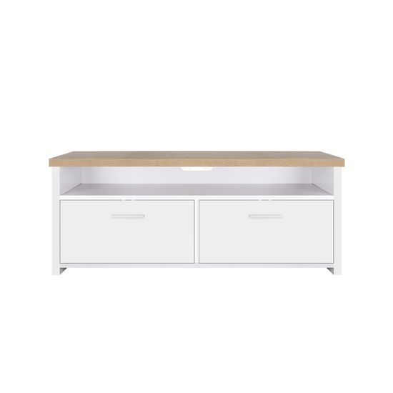Fernsehtisch mit Klapptüren Weiß-Natur