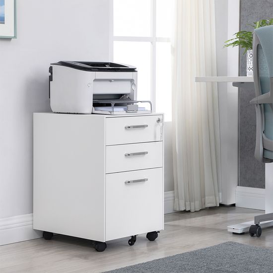 SONGMICS Rollcontainer, abschließbarer Aktenschrank mit Schubladen