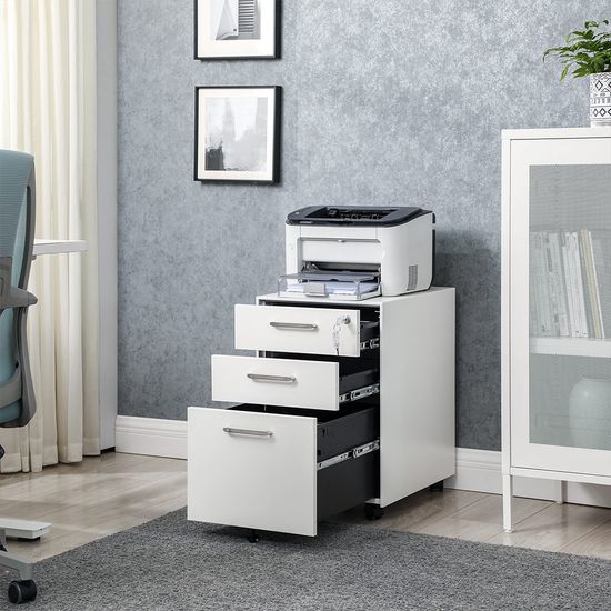 SONGMICS Rollcontainer, abschließbarer Aktenschrank mit Schubladen