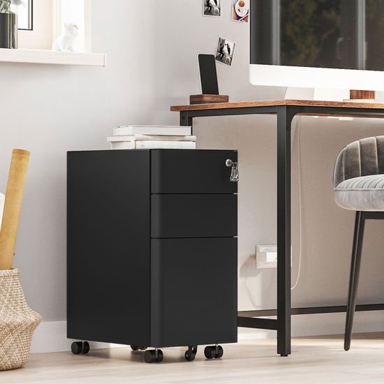 SONGMICS Rollcontainer, Aktenschrank, Büroschrank mit Rollen und