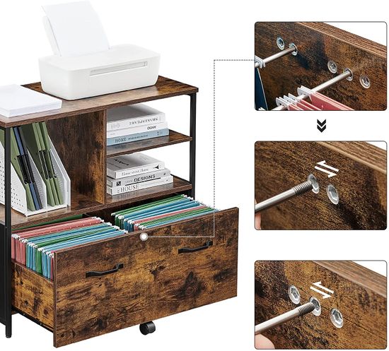 Industriestil Aktenschrank Vintagebraun-Schwarz | VASAGLE