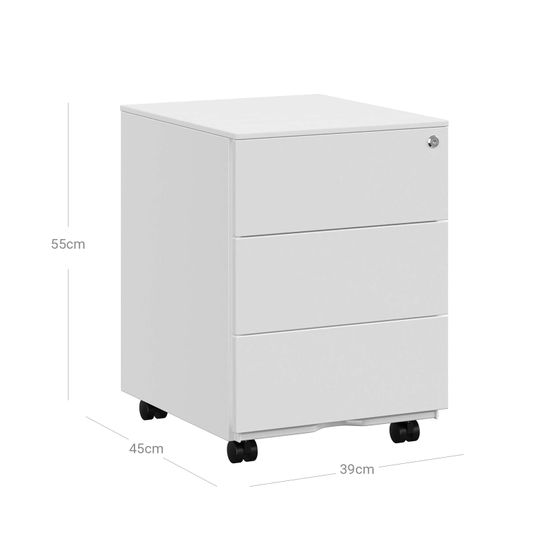 SONGMICS Rollcontainer, mobiler Aktenschrank, abschließbar, mit 3