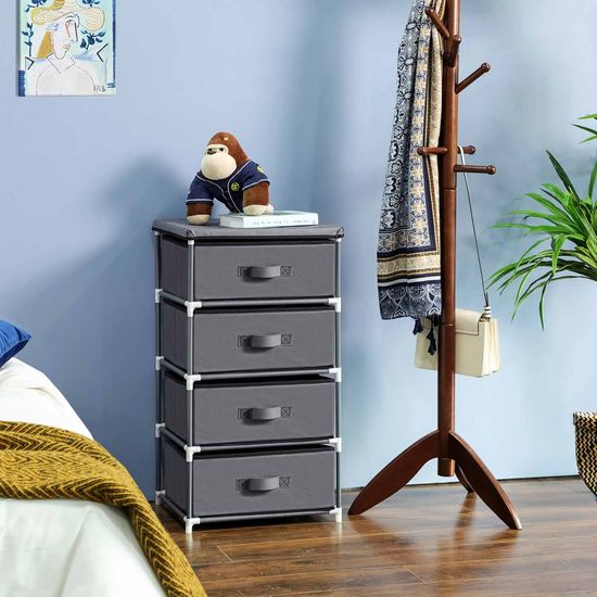 SONGMICS Schubladenschrank, Aufbewahrungsregal mit 4 Stoffschubladen