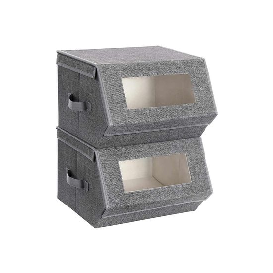 SONGMICS Aufbewahrungsboxen, 2er Set, mit transparentem Sichtfenster