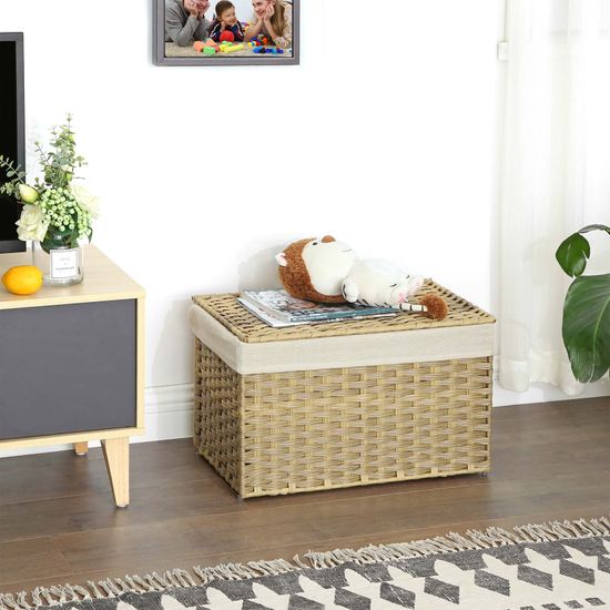 SONGMICS Aufbewahrungsbox aus Polyrattan, Aufbewahrungskorb, 65 L