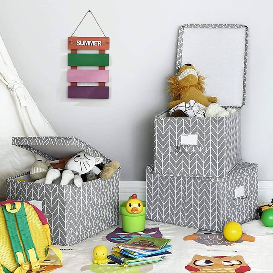 SONGMICS Faltbox, 3er Set, Aufbewahrungsbox mit Deckel, Stoffbox mit