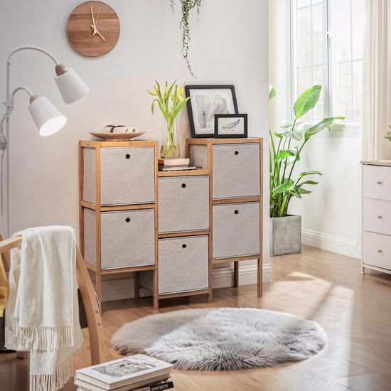 SONGMICS Aufbewahrungsbox, 6er Set, Stoffbox, Aufbewahrungskorb