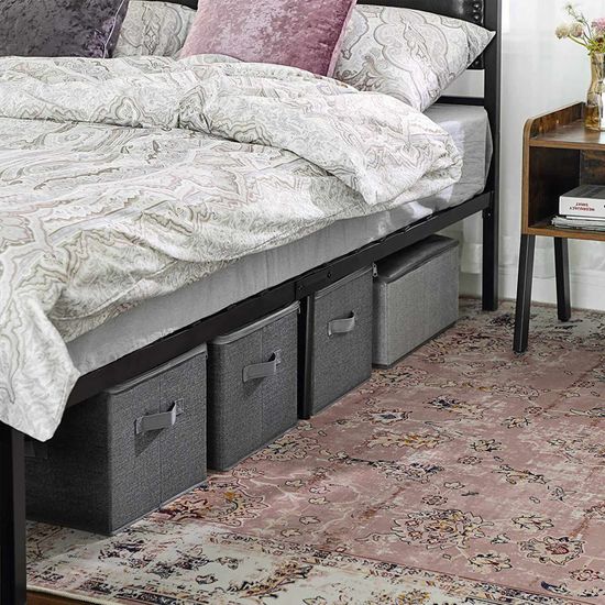 SONGMICS Aufbewahrungsboxen mit Deckel, 3er Set, faltbare Stoffboxen