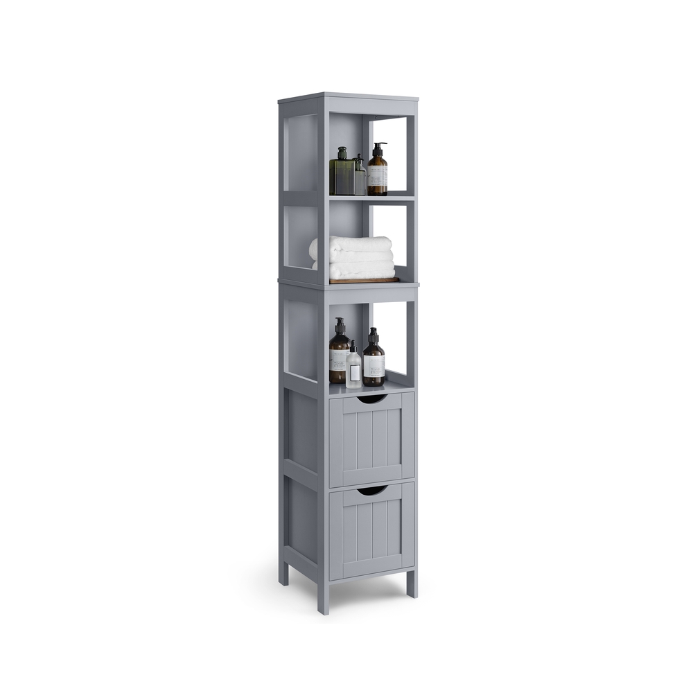 Hochschrank Badezimmer schmal stehend taubengrau
