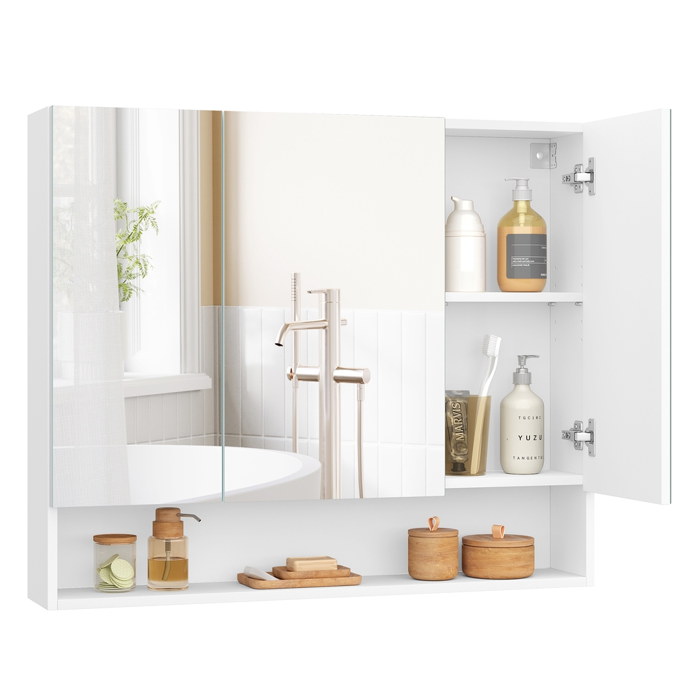 Badezimmerschrank mit 3 Türen 16,5 x 90 x 75 cm wolkenweiß