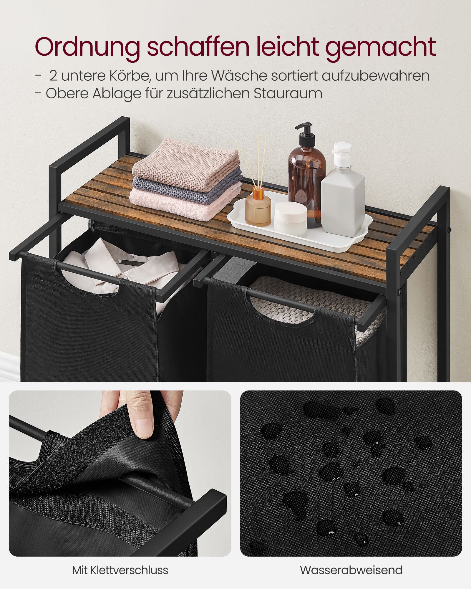 Skalbinių krepšys su ištraukiamais skalbinių maišais