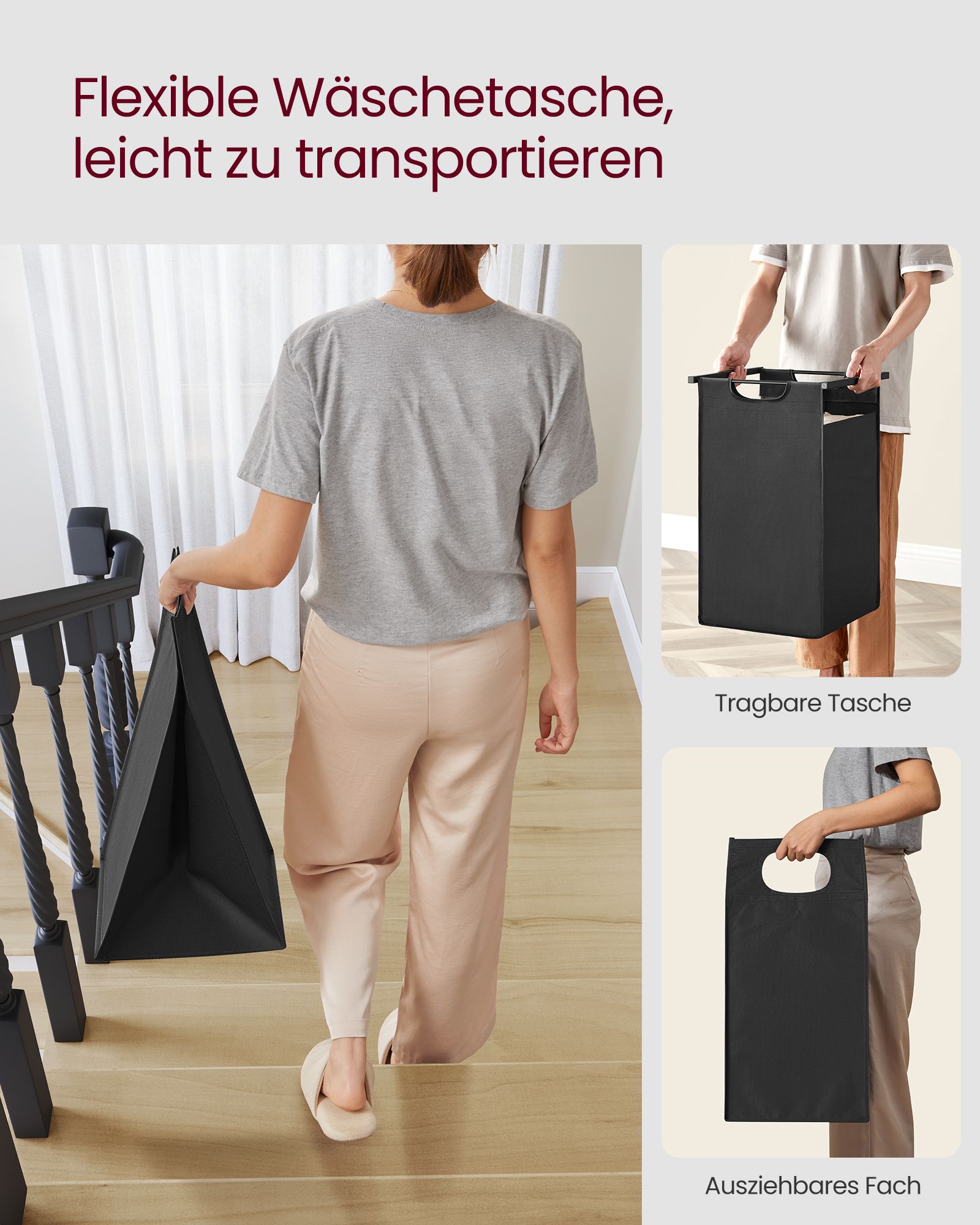 Skalbinių krepšys su ištraukiamais skalbinių maišais