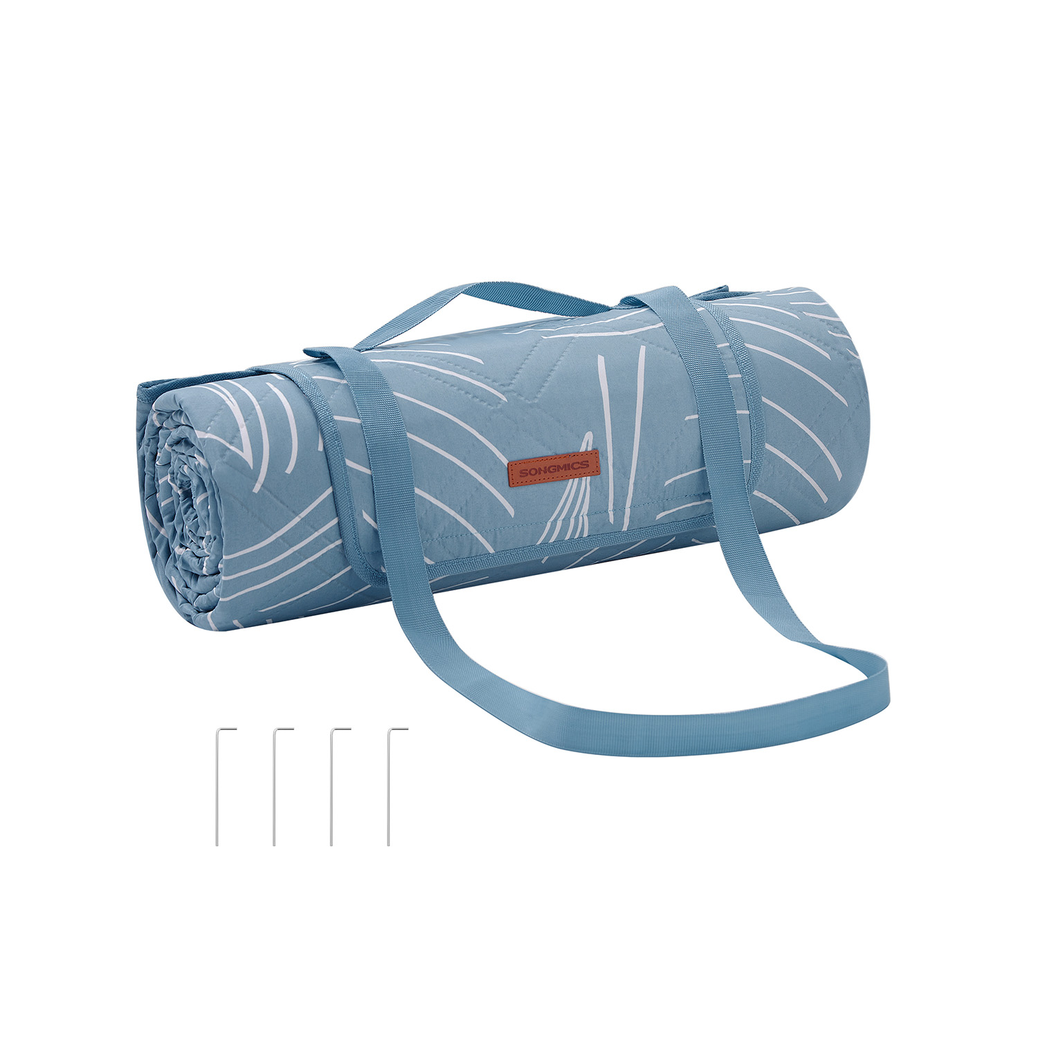 Picknickdecke 200 x 200 cm mit 4 Erdankern hellblau