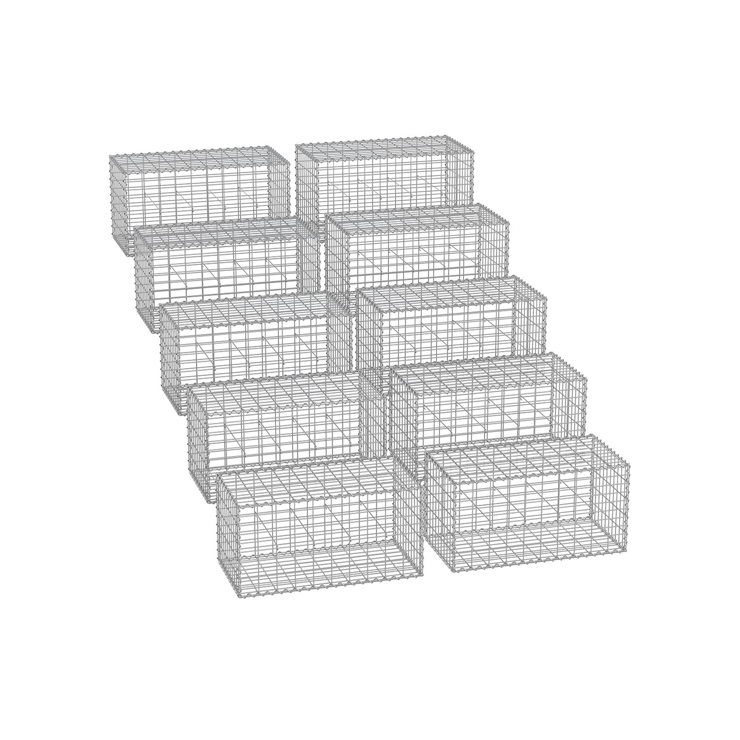 Drahtkorb mit 5 x 10 cm Maschenweite 3er Set silber
