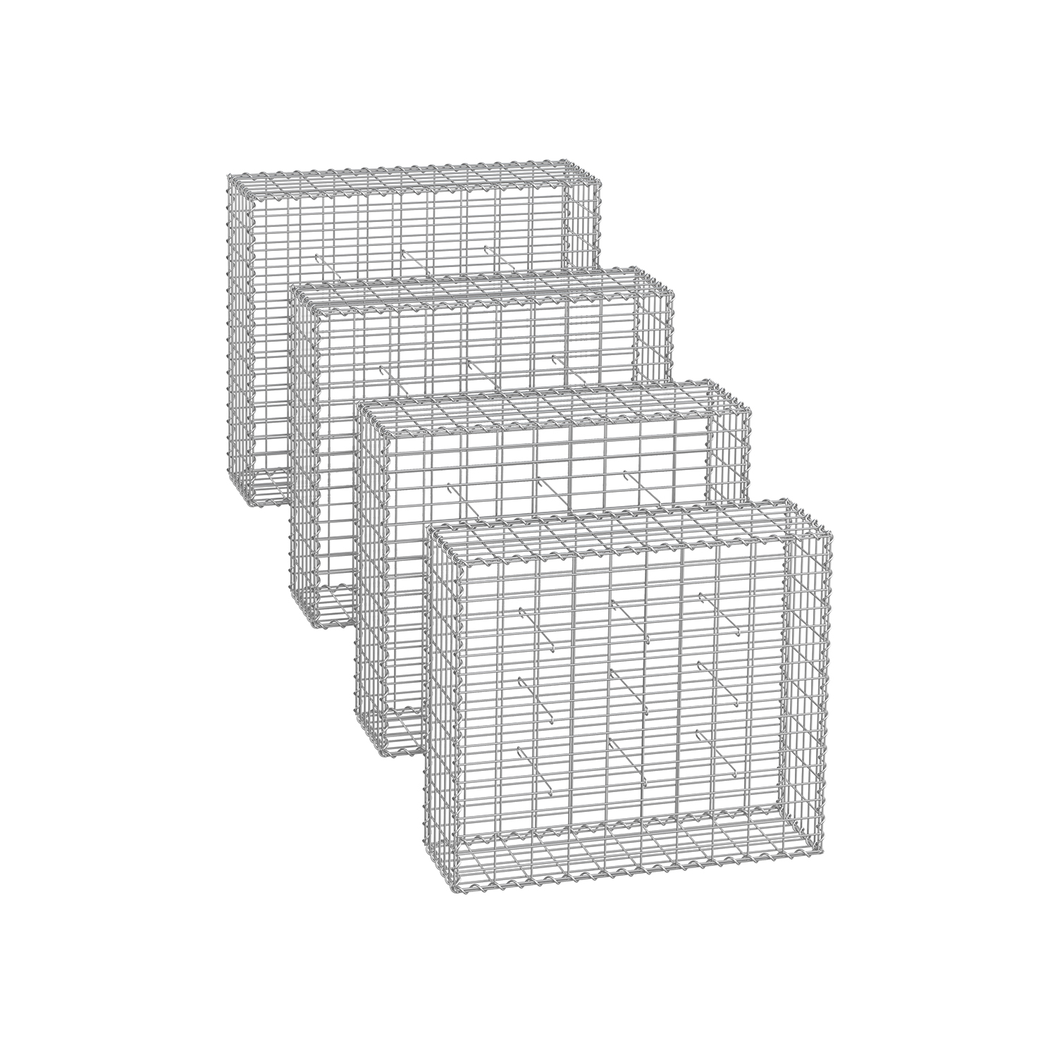 Drahtkorb mit 5 x 10 cm Maschenweite 4er Set silber