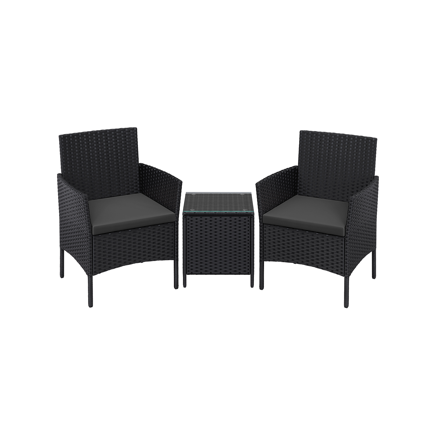 Gartenmöbel-Set aus PE-Polyrattan schwarz-grau