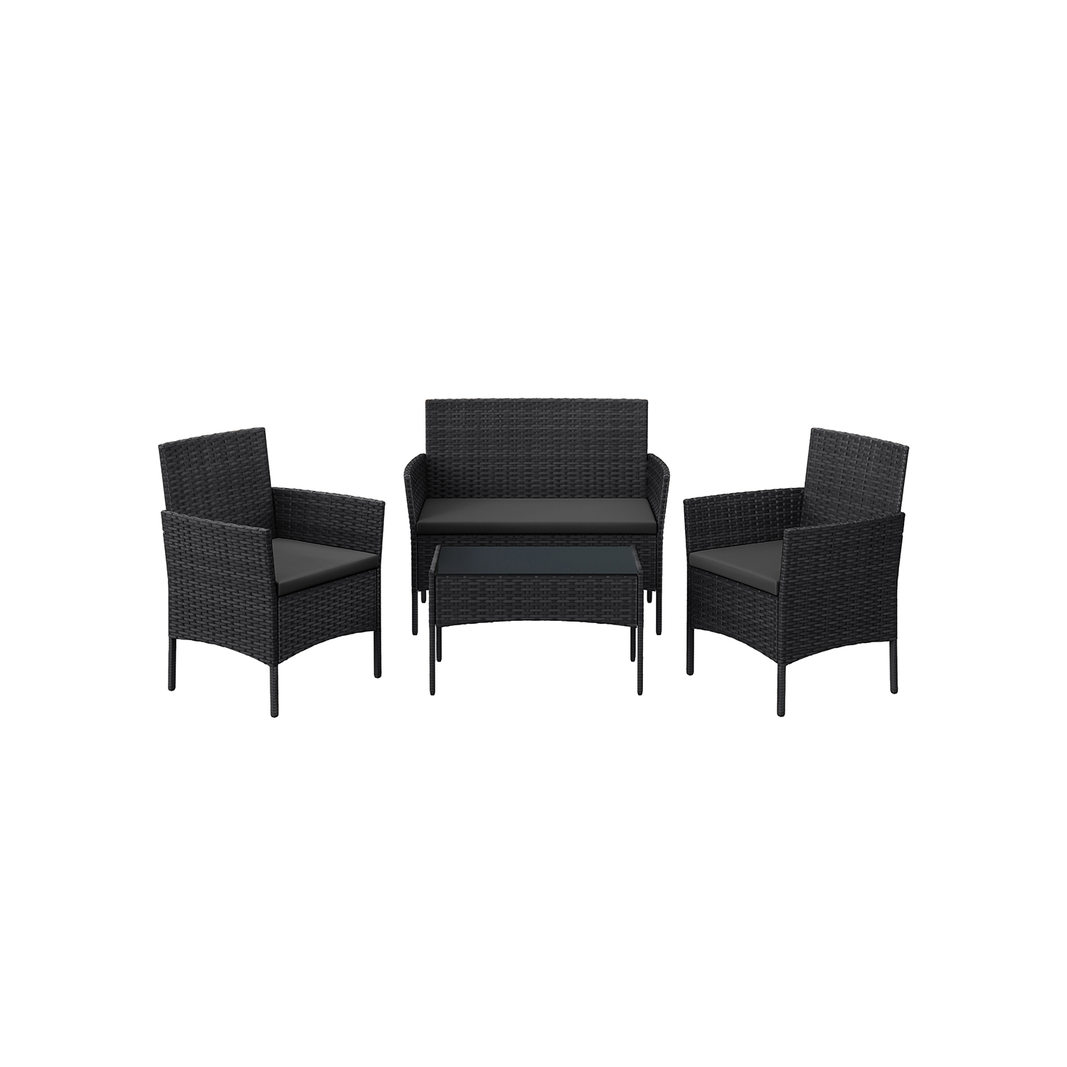Balkonmöbel aus PE-Polyrattan schwarz-grau