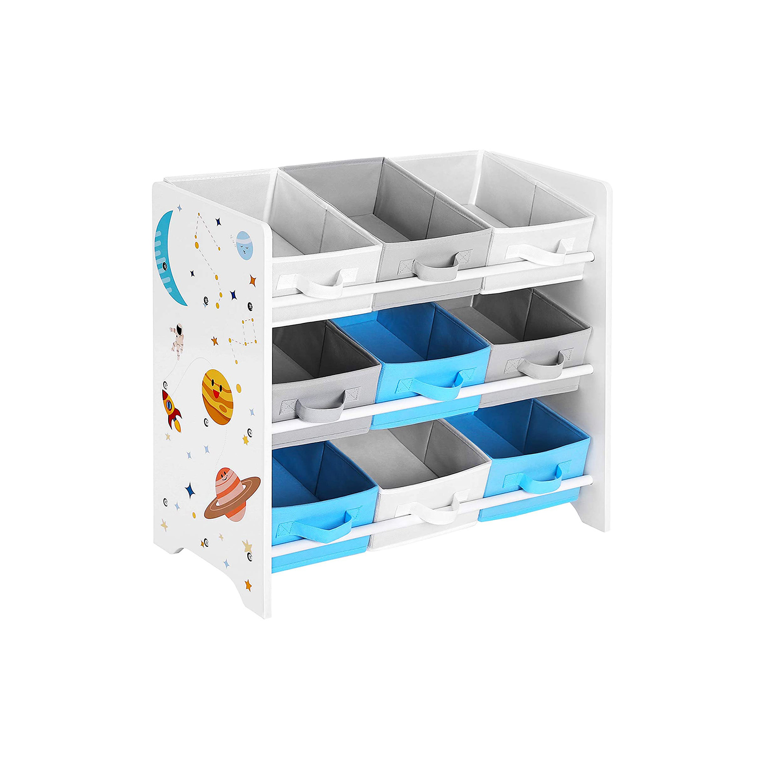 Kinderregal mit 9 herausnehmbaren Aufbewahrungsboxen - Weiß - Calicosy