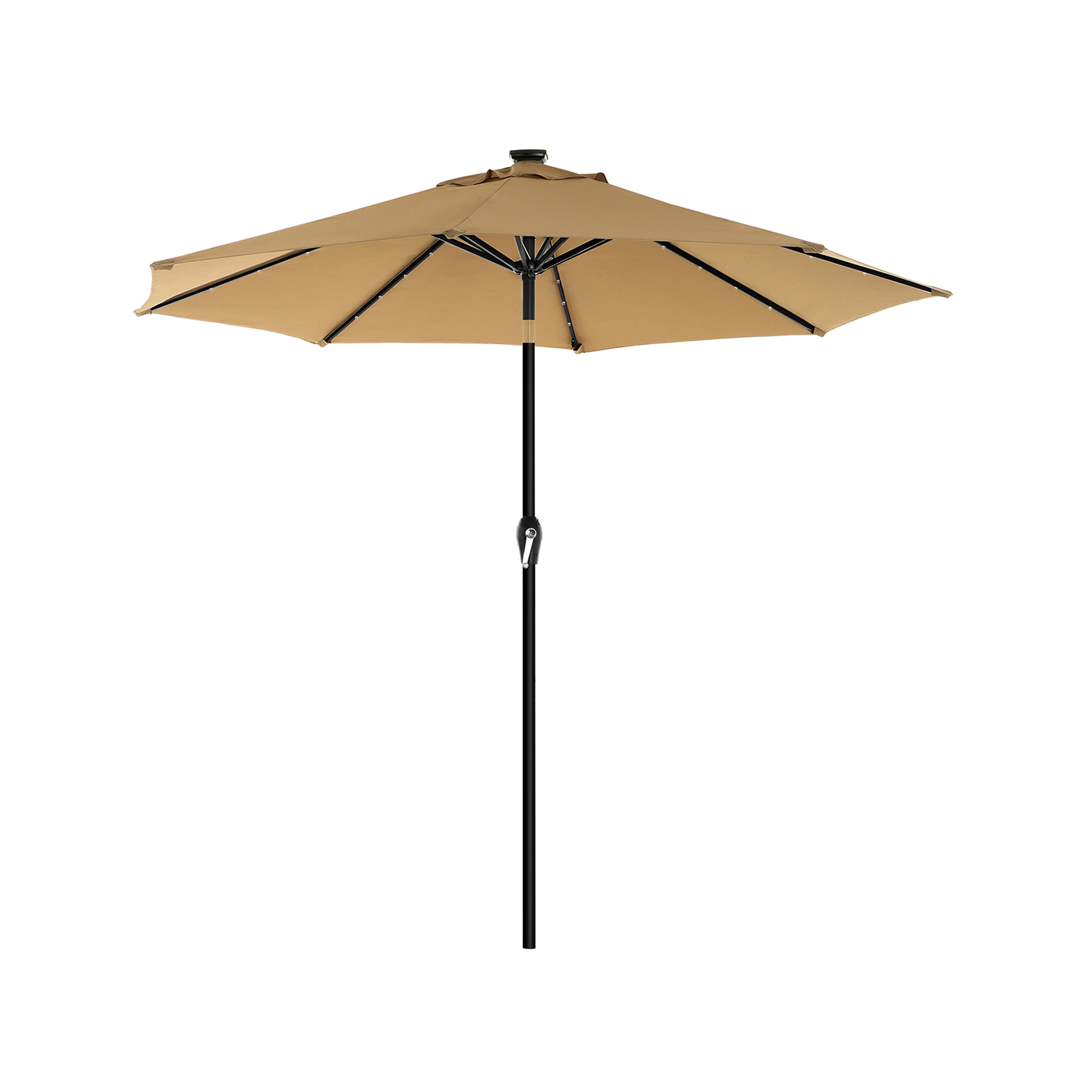 Sonnenschirm mit LED-Solar-Beleuchtung Taupe